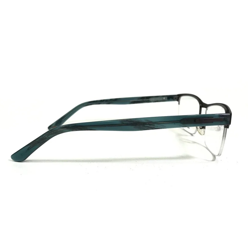 MO Eyewear Eyeglasses Frames UPPER 335NY C Gray Blue Horn Half Rim 53-17-140